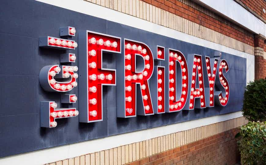 TGI Fridays sign on the exterior of a building.