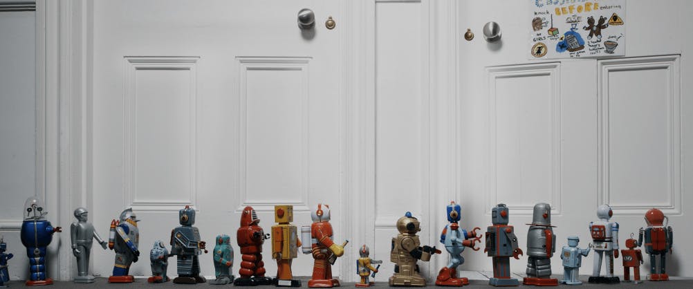 Queue of vintage robots